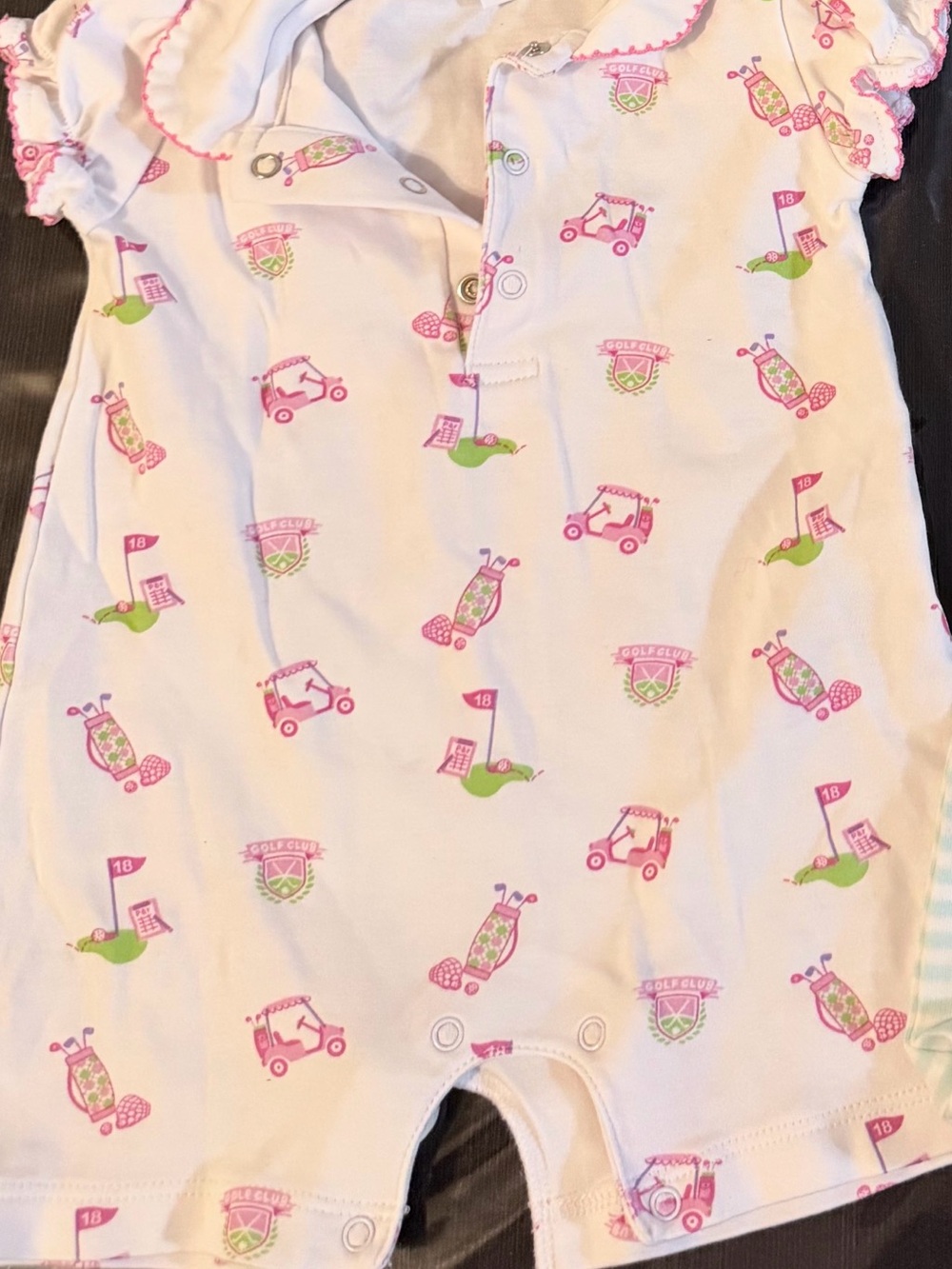 Kissy Kissy Pink White Golf-Print Cotton Romper